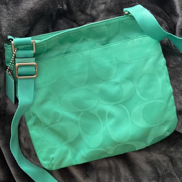 Turquoise Crossbody Coach Purse - Picture 5 of 6
